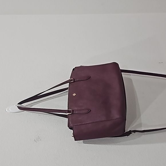 Tory Burch Emerson Micro Satchel Crossbody Shoulder Bag Burgundy Tote - Picture 2 of 16